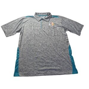 Moose Space Dye Performance Polo Shirt Mens XL Gray Teal Graphic Active Golf